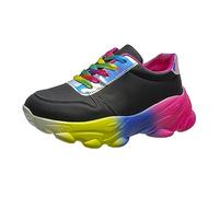 VBEDKDEB Trainers Women's Running Shoes Trainers Sports Shoes Spring Slope Heel Shoes Foreign Trade Large Sports Shoes Rainbow Sole Elegant Trainers Women, black, 8.5 UK