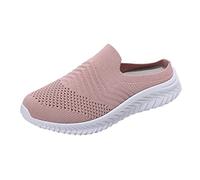 VBEDKDEB Trainers, Women's Sports Shoes, Running Shoes, Trainers, Women's Shoes, Plain Casual Shoes, Mesh Hollow Breathable Fashion Flat Sports Shoes without Heel, White Trainers for Women, pink, 7 UK