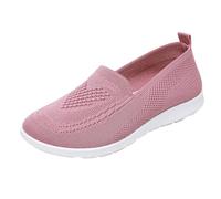 VBEDKDEB Trainers Women's Sports Shoes Slip On Casual Shoes Women's Ballet Flats with Round Toe Slip-On Knitted Shoes Casual Evening Shoes Comfortable Hiking Shoes Sneakers Women White, pink, 5.5 UK