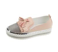 VBEDKDEB Trainers Women's Sports Shoes Slip On Slippers Solid Rhinestone Tassel Decoration Thick Sole Casual Single Shoes White Trainers Women, pink, 8 UK