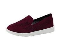 VBEDKDEB Trainers Women's Sports Shoes Slippers Running Shoes Casual Sports Shoes for Women with Breathable Mesh Flat Bottom Trainers Women Brown, Wine Red, 7 UK