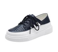 VBEDKDEB Trainers Women's Sports Shoes Trainers Running Shoes Casual Women Shoes with Thick Sole Plain Hollow for Summer Breathable Flat Casual Shoes Hiking Shoes Golf Shoes Women, darkblue, 8.5 UK