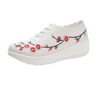 VBEDKDEB Trainers Women's Sports Shoes Trainers Running Shoes Women's Fashion Flying Weave Soft Sole Embroidery Single Shoes Lightweight One Foot Stirrup Low Top Thick Sneakers Sneakers, White, 8 UK