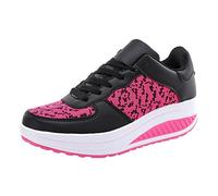 VBEDKDEB Trainers Women's Trainers Running Shoes Sports Shoes Lace Up Breathe Mesh Hiking Shoes Wedge Platform Loafers Trainers Women, Hot Pink, 7 UK