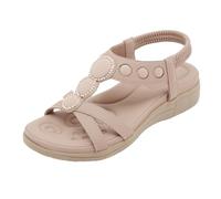 VBEDKDEB Wedge Sandals Women's Comfortable Footbed 2025 Summer Chic Elegant Cosy Sandals Non-Slip Shoes Casual Boho Beach Travel Elastic Slingback Sandals for Long Standing, pink, 8 UK