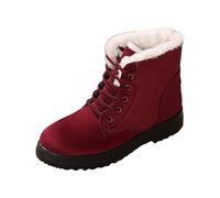VBEDKDEB Winter Boots Women's Snow Boots Winter Shoes Winter Explosion Border Large Size Snow Boots Female Warm Shoes Short Boots Flat with Korean Version of Women's Ankle Boots, red, 8.5 UK