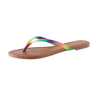 VBEDKDEB Women's Flip Flops Women Flipflops Flip Flops With Colored Red Slip Rubber Soles Worn Outside The Beach Summer Casual Light Slippers Sandals for Women (Brown, 6.5)