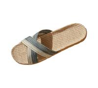 VBEDKDEB Women's Mules Summer Sandals Slides Pair Models Shoes Non-Slip Flip Flops Flax Slippers Indoor Bedroom Four Seasons Slippers for Women Ladies Shoes Summer, black, 10 UK