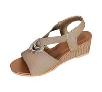 VBEDKDEB Women's Sandals Summer Comfortable Sandals Women Platform Wedge Sandals Lightweight Summer Straps Casual Holiday Sandals Increase Height Retro Resort Shoes Espadrilles Wedge Heel, pink, 4 UK