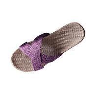 VBEDKDEB Women's Winter Warm Breathable Cotton Linen Slippers for Couples Knitted Linen in Wool, purple, 8 UK