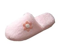VBEDKDEB Women's Winter Warm Indoor Slippers with Small Flowers for Home Wooden Floor Light Sound Thin Bottom Indoor Home Closed Toe Flower Cotton Slippers Funny Slippers, Light pink, 4 UK