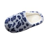 VBEDKDEB Women's Winter Warm Slippers with Leopard Print for Indoor Use, Quiet Soft Sole, for Home Use on Wooden Floors, Tiles and Underfloor Heating, House Slippers, gray, 4.5 UK