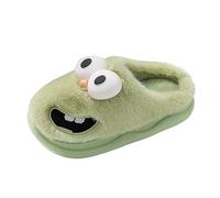 VBEDKDEB Women's Winter Warm Slippers with Out-hanging Tongue, Winter Kiss 3D Big Eyes Dog, Funny Cartoon Package, Head, Eva Funny, Soft, Warm, Comfortable Women's Warm, Green, 4 UK
