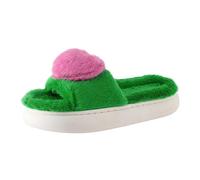 VBEDKDEB Women's Winter Warm Winter Leisure Indoor Soft Sole Cotton Slippers Fashion Bedroom Warm Cute 3D Love Shoes Time of Birth Shoes Slippers, Green, 7 UK