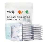 Vbeijll 20g (60 Pack) Color Changing Silica Gel Packets, Food Safe & Non-Toxic Desiccant Packs, Reusable Moisture Absorbers for Ammo Cans, 3D Filament, Camera, Wardrobes & Food Storage