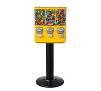 VBENLEM Triple Head Candy Vending Machine with Stand 3 Containers Gumball Vending Machine on Stand Adjustable Candy Outlet Size Gumball Bank Gumball Bank