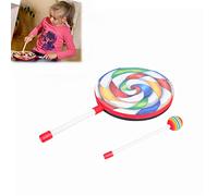 Vbestlife 10Pcs 8in Kids Lollipop Shape Drum Colorful Tambourine Set Mallet Music Rhythm Musical Instrument