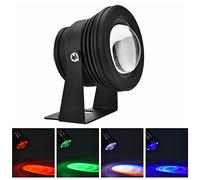Vbestlife, 12V 10W RGB Waterproof Underwater Light, IP-65 Waterproof Aquarium LED Spotlight Lamp with Remote Control for Land or Underwater/for Fish Tank/Pool/Garden etc / 120° Adjustable (Black)