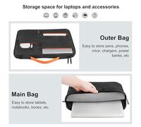 VBESTLIFE 15 Inch Laptop Sleeve, Shock-absorbing Bag, Elastic Handle for Pro and Laptop, Multifunctional Storage for Students, Soft Velvet Lining, Gray/Black (13)