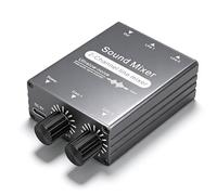 VBESTLIFE 2 Channel Mixer, 3.5mm Audio Switcher with Dual Volume Control, for Computers TVs Smartphones Laptops Projectors Headphones Speakers