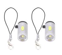 VBESTLIFE 2Pcs USB LED Flashlight, 230LM Ultra Bright Portable Aluminum Alloy Light, USB C Rechargeable, for Camping Hiking Emergency Reading (Silver)