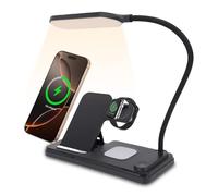 VBESTLIFE 3 in 1 Wireless Charging Station, 15W Fast Charger Stand for Phone Watch Earbuds with Reading Lamp, Multi Device Charger for Home Travel