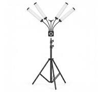 VBESTLIFE 4 Arms LED Video Light, 3200K-5600K Dimmable Photography Fill Light with 392 High CRI LED Beads and 66.9in Tripod for Live Streaming and Jewelry Photography (UK Plug)