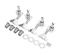 VBESTLIFE 4 String Bass Tuning Machines, 2L 2R Silver Alloy Steel Pegs, Sealed Replacement Tuners for Electric Bass Guitars, Silver