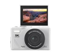 VBESTLIFE 5K Digital Camera, WiFi 75MP Vlogging Camera for YouTube, Autofocus Compact Travel Video Camera 3" 180° Flip Screen with 18X Zoom (White)