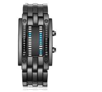 VBESTLIFE Binary Blue LED Digital Watch, Women Men Fashion Tech Timepiece, Avantgarde Curved Dial, Water Proof Wristwatch, Mineral Glass Display, Unique Student