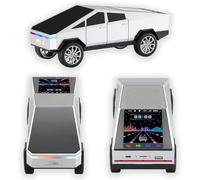 VBESTLIFE Bluetooth Speaker, Electric Truck Inspired Portable Speaker with Dynamic Display Screen, FM Radio, USB Playback, LED Party Lights, Built in Mic (Silver)