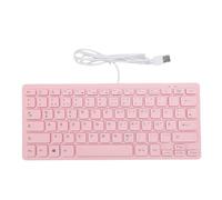 VBESTLIFE Computer Keyboard Wired, Compact 78 Keys Silent Keyboard, Plug Play USB, Rounded Edge Keys, Pink, for PC Laptop (German Version)