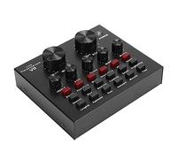 VBESTLIFE DJ Mixer Sound Card, 112 Kinds of Electric Sound, 4-Channel Professional Audio Mixer, Live Streaming & Recording