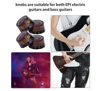 VBESTLIFE Dodecagon Electric Guitar Knobs Pack of 4 Easy Installation Guitar Volume Tone Knob Potentiometer Cap Suitable for Rock Jazz Blues Players Black (Light Brown)