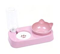 VBESTLIFE Double Dog Bowl with Partition Automatic Water Refill Feature Pet Feeding Bowl for Cats and Dogs Neck Protection Food and Water Set for Happy and Pets (Large Pink)