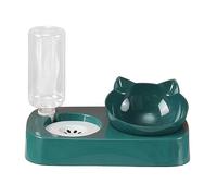 VBESTLIFE Double Dog Bowl with Partition Automatic Water Refill Feature Pet Feeding Bowl for Cats and Dogs Neck Protection Food and Water Set for Happy and Pets (Medium Size Green)