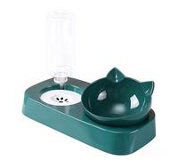 VBESTLIFE Double Dog Bowl with Partition Automatic Water Refill Feature Pet Feeding Bowl for Cats and Dogs Neck Protection Food and Water Set for Happy and Pets (Green)