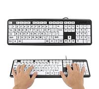 VBESTLIFE Elderly Keyboard, USB Wired Large Letters Old People Keypad with White Large Print Keys, Large Button for Senoir Low Vision People(black)