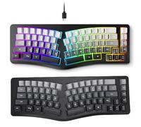 VBESTLIFE Ergonomic Gaming Keyboard USB Wired, 69 Keys Compact RGB Backlit 7 Colors, Mechanical Feel for Wins, Plug Play Split Key Design