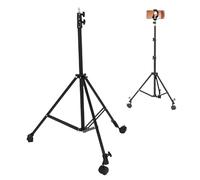 VBESTLIFE Floor Light Stand with Casters, Telescopic Foldable Rolling Tripod Stand, 2.1m Max Height Photography Stand for Softbox Moonlight