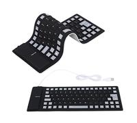 VBESTLIFE Foldable Silicone Keyboard, 85 Keys Silent Soft Silicone USB Wired Waterproof Rollup Keyboard for Desktop PC, Notebook, Laptop (Black)