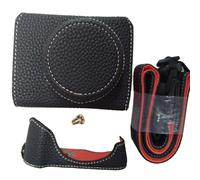 VBESTLIFE G7 X Mark II/ G7 X Mark III Case, Vintage Leather Camera Case for DSLR Camera, Protective Case with Shoulder Strap (Black)