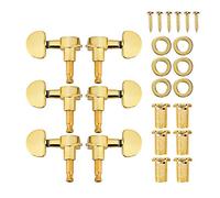 VBESTLIFE Guitar Tuning Pegs, 3R 3L Heads String Metal Locking Tuning Pegs with Round Hole Cap for Guitar(Golden) Playing Accessories