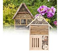 VBESTLIFE House, Bee House with Nesting Box for Garden, Natural Wood Shelter for Solitary Bees, Beneficial Attractor, Children Nature Observation Tool, Garden Decoration (Type A)