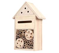 VBESTLIFE House, Natural Wood House with Nesting Tubes for Garden, Kids Observation Decorative for Backyard Pollinator, Candlenut Wood Bee Shelter (Type B)