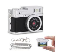 VBESTLIFE Keychain Camera, Compact Vintage Digital Camera with 1080P FHD Video 2MP Photos, 6 Filters, 0.96in Screen, LED Fill Light, Necklace Accessory (Black)