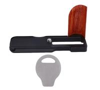 VBESTLIFE L Bracket for V1 Cameras Aluminum Quick Release Plate with Wood Grip L Shape Handgrip, 1/4 Inch Threaded Hole, Support Vertical Filming (Black)
