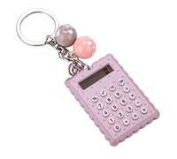 VBESTLIFE Mini Calculator, Portable Pocket Candy Color PVC 8 Digits Electronic Calculator with Silicone Buttons and Keychain Buckle for Children Students(Gray Purple)