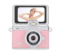 VBESTLIFE Mini Digital Camera, 1080P HD 48MP Palm Size Camera with 1.47 Inch 180° Flip Screen & Necklace, for Beginners & Adults (Pink)