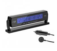 VBESTLIFE Multi-Function Digital Car Auto Voltage Alarm Clock with Inside/Outside Temperature Thermometer LCD Display Battery Voltage Monitor Meter Detector
